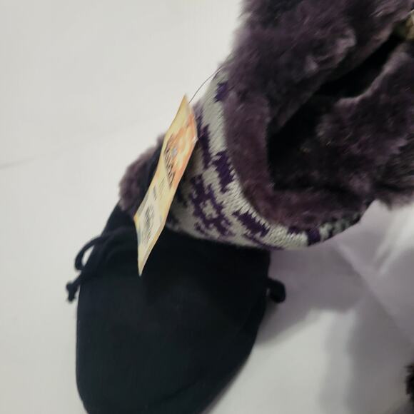 MUDD Blanket Wrap Boot Slippers like Mukluks Black Faux Suede & Fur House shoes - Picture 12 of 16
